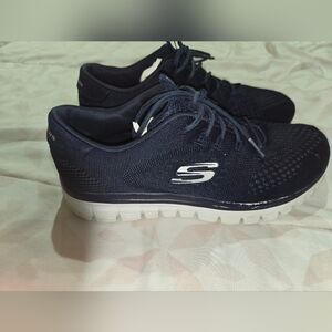 Skechers Blue and White Sneakers with Sporty Mesh Design